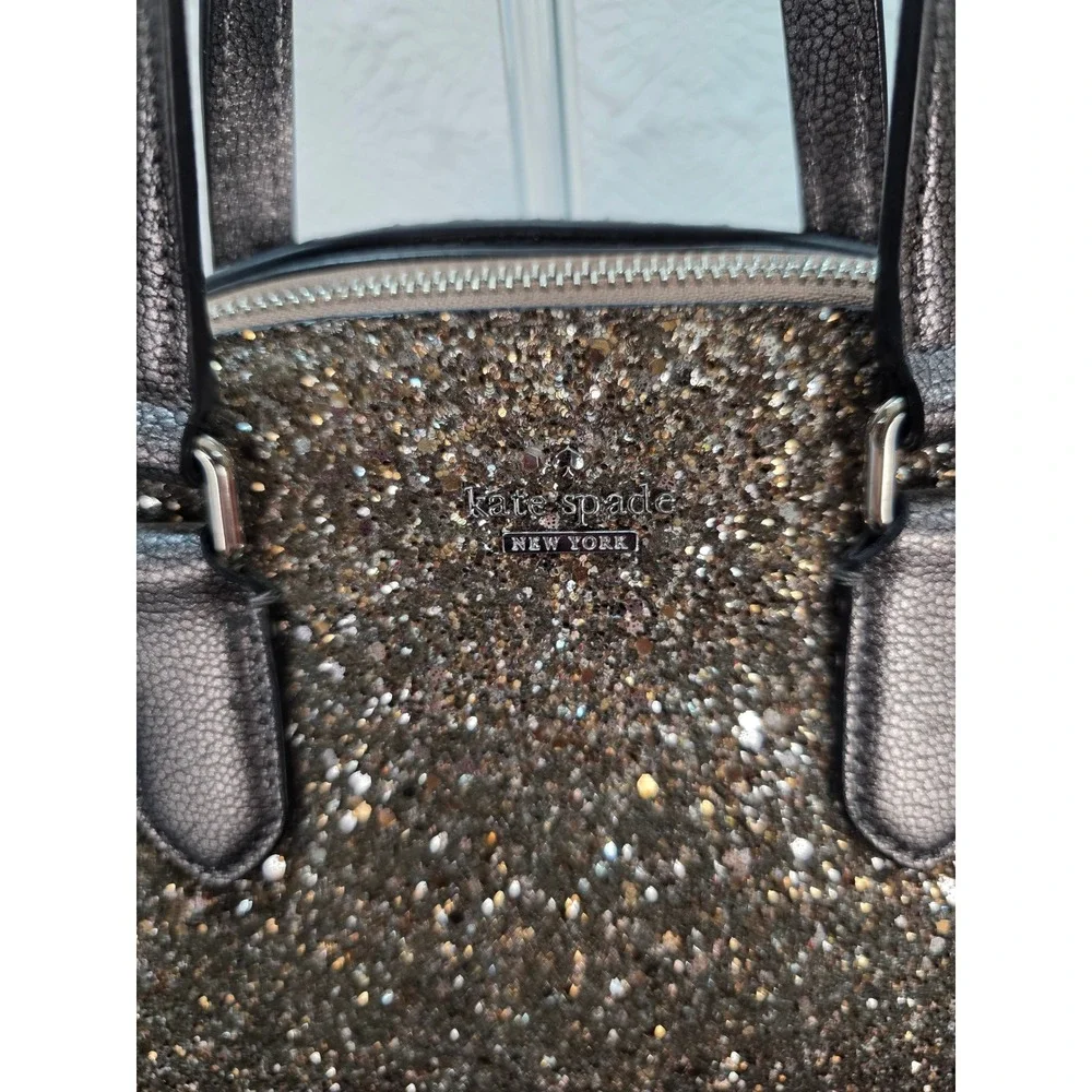 Kate Spade Laurel Way Mini Reiley Glitter Satchel Crossbody bag Gunmetal B